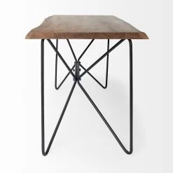 Hot Sale 🤩 Mercana Papillion IV Natural Solid Wood W/Live Edge & Iron Base Desk ✨ -Mercana Shop 68152 AB Papillion IV 60L x 26W Natural Solid Wood and Live Edge Iron Office Desk 2