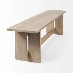 Outlet 🎉 Mercana Aida Light Brown Wood Dining Bench ✔️ -Mercana Shop Aida 66.0L x 16.0W x 18.0H Light Brown Wood Dining Bench 3