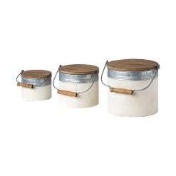 Coupon ⭐ Mercana Alani (Set Of 3) White Metal Storage Boxes - 8.1L X 7.5W X 13.0H ✔️