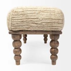 Best deal 🌟 Mercana Alder II Cream Upholstered Seat W/ Wood Base Accent Bench - 55"W X 16"D X 18"H 💯 -Mercana Shop Alder II 55L x 16W Cream Upholstered Seat Wooden Base Accent Bench 3