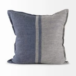 Promo ❤️ Mercana Aubrielle Gray & Blue Fabric Pillow Cover 😀 -Mercana Shop Aubrielle 14L x 26W Gray and Blue Fabric Color Blocked Decorative Pillow Cover 10