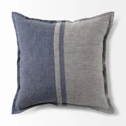 Promo ❤️ Mercana Aubrielle Gray & Blue Fabric Pillow Cover 😀 -Mercana Shop Aubrielle 14L x 26W Gray and Blue Fabric Color Blocked Decorative Pillow Cover 13