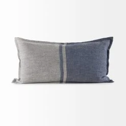 Promo ❤️ Mercana Aubrielle Gray & Blue Fabric Pillow Cover 😀 -Mercana Shop Aubrielle 14L x 26W Gray and Blue Fabric Color Blocked Decorative Pillow Cover 3