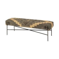 Best Pirce ๐ Mercana Avery I Olive & Beige Upholstered Patterned Seat Accent Bench - 55"W X 17"D X 18"H Cream ๐งจ