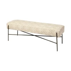 Best Pirce 🔔 Mercana Avery I Olive & Beige Upholstered Patterned Seat Accent Bench - 55"W X 17"D X 18"H Cream 🧨 -Mercana Shop Avery I 55L x 17W Multi Colored Upholstered Patterned Seat Accent Bench 9