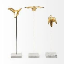 New ✔️ Mercana Aya Set Of 3 11L X 4W Gold Metal Decorative Birds - 11.4L X 3.5W X 16.1H 😍 -Mercana Shop Aya Set of 3 11L x 4W Gold Metal Decorative Birds 2