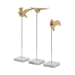 New ✔️ Mercana Aya Set Of 3 11L X 4W Gold Metal Decorative Birds - 11.4L X 3.5W X 16.1H 😍