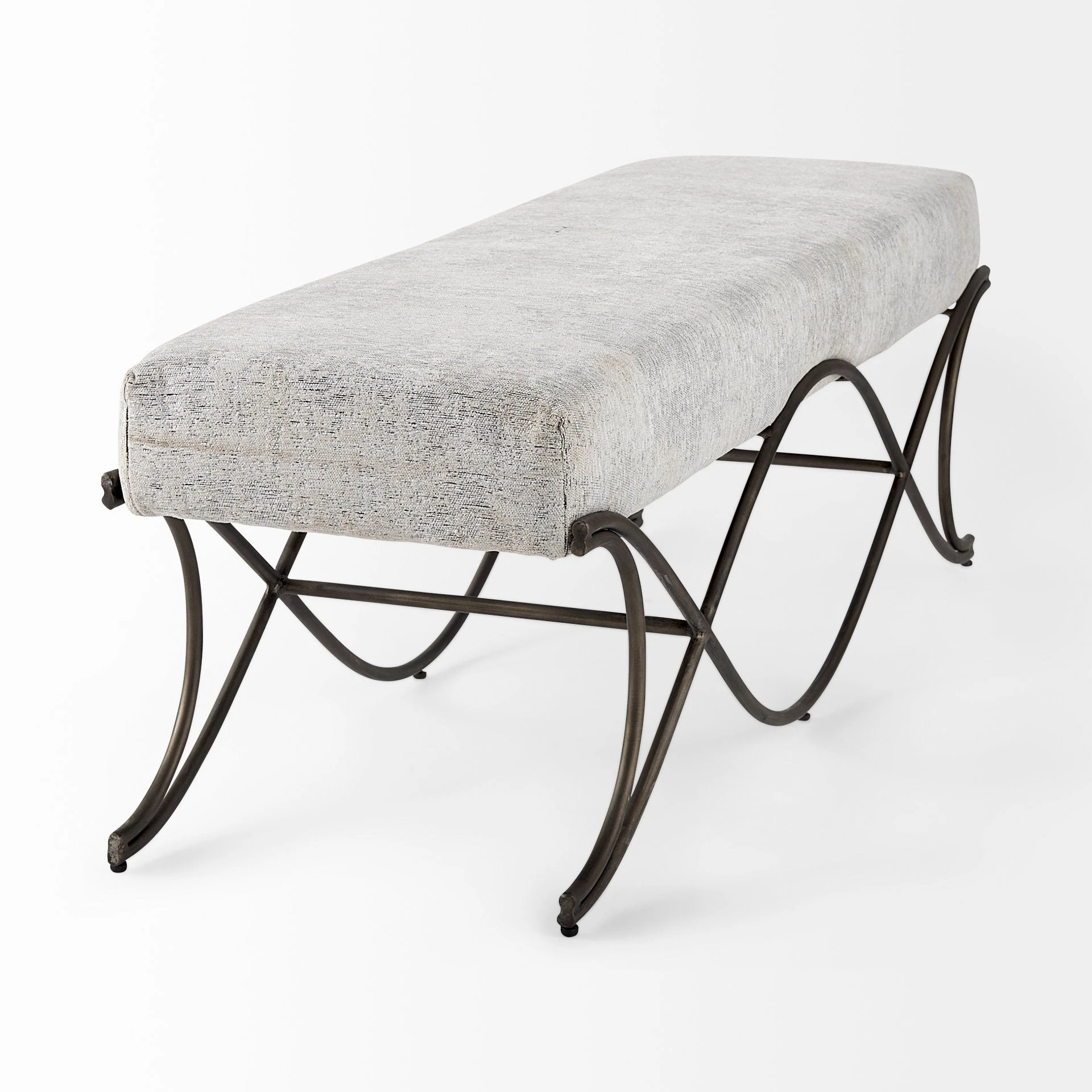 Best Sale ๐ Mercana Ayla Gray Fabric Seat W/ Dark Nickel Metal Frame Bench Dark Gray ๐ 4 Best Sale ๐ Mercana Ayla Gray Fabric Seat W/ Dark Nickel Metal Frame Bench Dark Gray ๐ - Image 4