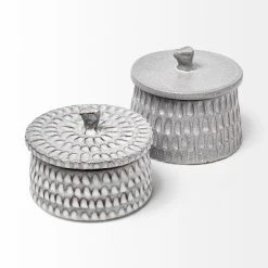 Hot Sale 🔔 Mercana Azul (Small) 5L X 5W Gray Ceramic Detailed Decorative Box Grey 🎉 -Mercana Shop Azul 28Small29 5L x 5W Gray Ceramic Detailed Decorative Box 5