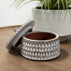 Hot Sale 🔔 Mercana Azul (Small) 5L X 5W Gray Ceramic Detailed Decorative Box Grey 🎉 -Mercana Shop Azul 28Small29 5L x 5W Gray Ceramic Detailed Decorative Box 8