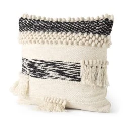 Outlet 🌟 Mercana Beardell Cream & Black W/ Tassels Decorative Pillow Cover 🛒