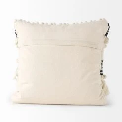 Outlet 🌟 Mercana Beardell Cream & Black W/ Tassels Decorative Pillow Cover 🛒 -Mercana Shop Beardell 18 x 18 Cream And Black Details With Tassels Decorative Pillow Cover 3