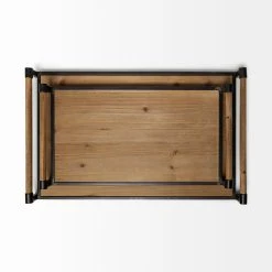 Cheapest 😉 Mercana Benson Brown Wood W/Black Metal Trays (Set Of 2) - 26"W X 16"D X 3"H ✔️ -Mercana Shop Benson Brown Wood w Black Metal Trays 28Set of 229 3