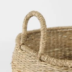 Promo 🎁 Mercana Bradley 18.1L X 18.1W X 16.0H (Set Of 2) Light Brown W/Striped Seagrass Basket W/ Handles 👏 -Mercana Shop Bradley 18.1L x 18.1W x 16.0H 28Set of 229 Light Brown W Striped Seagrass Basket W Handles 3