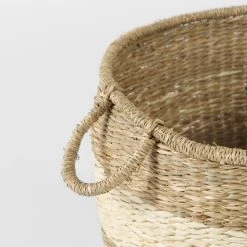 Promo 🎁 Mercana Bradley 18.1L X 18.1W X 16.0H (Set Of 2) Light Brown W/Striped Seagrass Basket W/ Handles 👏 -Mercana Shop Bradley 18.1L x 18.1W x 16.0H 28Set of 229 Light Brown W Striped Seagrass Basket W Handles 4