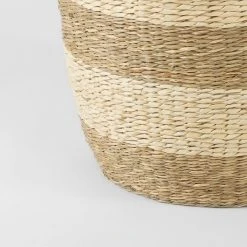 Promo 🎁 Mercana Bradley 18.1L X 18.1W X 16.0H (Set Of 2) Light Brown W/Striped Seagrass Basket W/ Handles 👏 -Mercana Shop Bradley 18.1L x 18.1W x 16.0H 28Set of 229 Light Brown W Striped Seagrass Basket W Handles 7