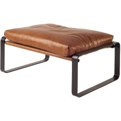 Wholesale 🧨 Mercana Hornet I 14"H Brown Leather Black Metal Base Ottoman 🌟