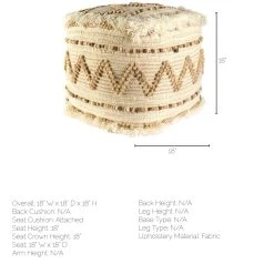 Wholesale ⭐ Mercana Caela Beige/Brown Wool, Cotton And Felt Popcorn Stitch Square Pouf 🥰 -Mercana Shop Caela Beige Brown Wool2C Cotton and Felt Popcorn Stitch Square Pouf 3
