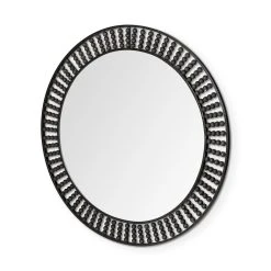 Cheapest โญ Mercana Claiborne 42" Round Black Metal Frame Mirror W/Wood Beads โจ