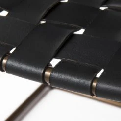 Best deal 😍 Mercana Clarissa Black Woven Leather Seat W/ Black Iron Frame Stool Brown 🔔 -Mercana Shop Clarissa 22.0L x 16.0W x 16.5H Black Leather Woven Seat W Gold Metal Frame Stool 5