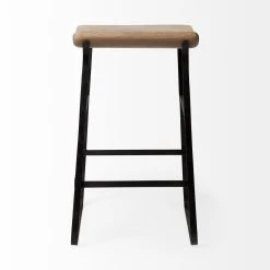 Flash Sale ✨ Mercana Conan 25" Seat Height Brown Wood Seat Black Metal Frame Counter Stool - 15.0L X 16.0W X 25.0H 😀 -Mercana Shop Conan 2522 Seat Height Brown Wood Seat Black Metal Frame Counter Stool 3