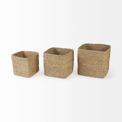 Best deal ✨ Mercana Copenhagen 15.7L X 15.7W X 15.7H (Set Of 3) Medium Brown Square Twisted Seagrass Square Basket 🔥 -Mercana Shop Copenhagen 15.7L x 15.7W x 15.7H 28Set of 329 Medium Brown Square Twisted Seagrass Square Basket 2