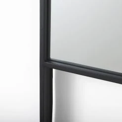 New 😉 Mercana Cora Black Metal Frame W/Brown Wooden Shelf Wall Mirror 😀 -Mercana Shop Cora 24.0L x 3.9W x 40.0H Black Metal Frame W Brown Wooden Shelf Arched Wall Mirror 3