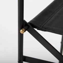 Promo ⭐ Mercana Direttore Folding Black Genuine Leather W/ Black Iron Frame Counter Stool 🎁 -Mercana Shop Direttore 19.3L x 19.3W x 40.2H Black Leather W Black Frame Counter Stool 3