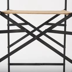 Promo ⭐ Mercana Direttore Folding Black Genuine Leather W/ Black Iron Frame Counter Stool 🎁 -Mercana Shop Direttore 19.3L x 19.3W x 40.2H Black Leather W Black Frame Counter Stool 9