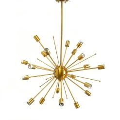 Promo ❤️ Mercana Edisonna II Gold Sputnik Twenty Bulb Chandelier - 30"W X 38"D X 38"H 🛒