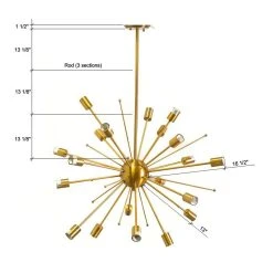 Promo ❤️ Mercana Edisonna II Gold Sputnik Twenty Bulb Chandelier - 30"W X 38"D X 38"H 🛒 -Mercana Shop Edisonna II Gold Sputnik Twenty Bulb Chandelier 6