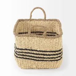Cheap 🔥 Mercana Emma 17.3L X 13.0W X 11.0H (Set Of 2) Light Brown Seagrass Rectangular Basket W/ Black Stripes ❤️ -Mercana Shop Emma 17.3L x 13.0W x 11.0H 28Set of 229 Light Brown Seagrass Rectangular Basket W Black Stripes 2