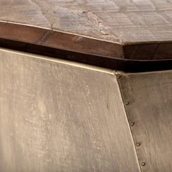 Buy ⭐ Mercana Esagono II 19.3" X 20.9" Hexagonal Brass And Natural Wood Hinged-Top End/Side Table - 19.3L X 19.3W X 20.9H 🛒 -Mercana Shop Esagono II 19.322 x 20.922 Hexagonal Brass and Natural Wood Hinged Top End Side Table 2