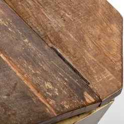 Buy ⭐ Mercana Esagono II 19.3" X 20.9" Hexagonal Brass And Natural Wood Hinged-Top End/Side Table - 19.3L X 19.3W X 20.9H 🛒 -Mercana Shop Esagono II 19.322 x 20.922 Hexagonal Brass and Natural Wood Hinged Top End Side Table 5