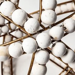 Brand new 😀 Mercana Espanlade I Small 9L X 9W White Wooden Beaded Orb 🥰 -Mercana Shop Espanlade I Small 9L x 9W White Wooden Beaded Orb 9