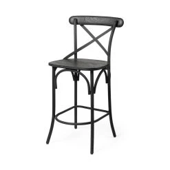 Best deal 🥰 Mercana Etienne III Black Solid Wood W/ Black Iron Frame Counter Stool - 20"W X 22.8"D X 40"H 🛒