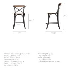 Flash Sale 😉 Mercana Etienne Medium Brown Solid Wood W/ Dark Gray Iron Frame Counter Stool - 20"W X 22.8"D X 40"H ✔️ -Mercana Shop Etienne 26.2522 Seat Height Brown Wood Seat Black Metal Base Stool 12