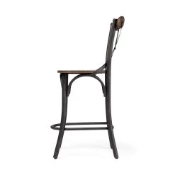 Flash Sale 😉 Mercana Etienne Medium Brown Solid Wood W/ Dark Gray Iron Frame Counter Stool - 20"W X 22.8"D X 40"H ✔️ -Mercana Shop Etienne 26.2522 Seat Height Brown Wood Seat Black Metal Base Stool 2