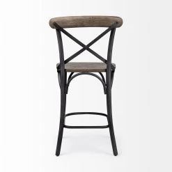Flash Sale 😉 Mercana Etienne Medium Brown Solid Wood W/ Dark Gray Iron Frame Counter Stool - 20"W X 22.8"D X 40"H ✔️ -Mercana Shop Etienne 26.2522 Seat Height Brown Wood Seat Black Metal Base Stool 3