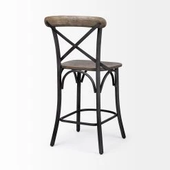 Flash Sale 😉 Mercana Etienne Medium Brown Solid Wood W/ Dark Gray Iron Frame Counter Stool - 20"W X 22.8"D X 40"H ✔️ -Mercana Shop Etienne 26.2522 Seat Height Brown Wood Seat Black Metal Base Stool 4