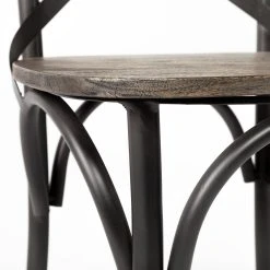 Flash Sale 😉 Mercana Etienne Medium Brown Solid Wood W/ Dark Gray Iron Frame Counter Stool - 20"W X 22.8"D X 40"H ✔️ -Mercana Shop Etienne 26.2522 Seat Height Brown Wood Seat Black Metal Base Stool 7