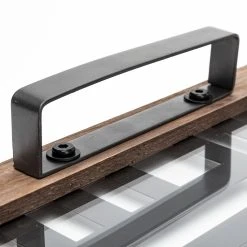 Outlet ❤️ Mercana Fantuz Gray Metal, Wood And Glass Serving Tray - 32"L X 16"W X 2.5"H 🔔 -Mercana Shop Fantuz Gray Metal2C Wood and Glass Serving Tray 3