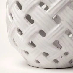 New 😍 Mercana Forillon I Short White Glazed Lattice Pattern Vase - 8"W X 8"D X 8"H ✨ -Mercana Shop Forillon I Short White Glazed Lattice Pattern Vase 4