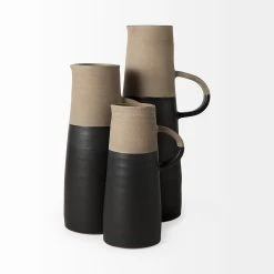 New 👍 Mercana Garand I Small Black/Natural Ceramic Jug - 6.5"W X 4.5"D X 10"H 🎁 -Mercana Shop Garand I Small Black Natural Ceramic Jug 2