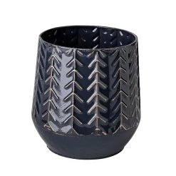 Brand new 🎉 Mercana Gemma I Metal Glossy Dark Blue Chevron Vase White 🥰