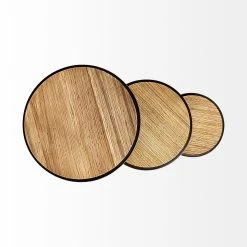 Promo 🎁 Mercana Glover (Set Of 3) 20L X 20W Brown Wood Round Top W/Metal Nesting Accent Tables - 20.1L X 20.1W X 26.4H ✔️ -Mercana Shop Glover 28Set of 329 20L x 20W Brown Wood Round Top W Metal Nesting Accent Tables 6