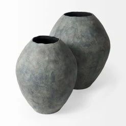 Discount ✔️ Mercana Gobi 20L X 23H Small Gray Ceramic Oval Vase Grey ⌛ -Mercana Shop Gobi 20L x 23H Small Gray Ceramic Oval Vase 2