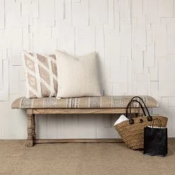 Best Sale 🤩 Mercana Greenfield II Tan Patterned Fabric W/ Wood Frame Accent Bench - 59"W X 14.3"D X 19"H 🌟 -Mercana Shop Greenfield II 59L x 14W Patterned Tan Upholstered Wood Frame Accent Bench 2