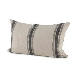 Best Sale 👍 Mercana Hattie 13L X 21W Beige And Black Fabric Striped Decorative Pillow Cover 💯