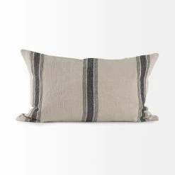 Best Sale 👍 Mercana Hattie 13L X 21W Beige And Black Fabric Striped Decorative Pillow Cover 💯 18 Best Sale 👍 Mercana Hattie 13L X 21W Beige And Black Fabric Striped Decorative Pillow Cover 💯 -Mercana Shop Hattie 13L x 21W Beige and Black Fabric Striped Decorative Pillow Cover 3